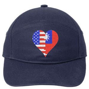 American Taiwanese Flag Heart Funny Gift 7-Panel Snapback Hat