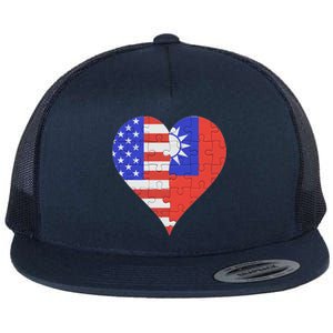 American Taiwanese Flag Heart Funny Gift Flat Bill Trucker Hat