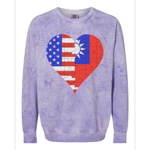 American Taiwanese Flag Heart Funny Gift Colorblast Crewneck Sweatshirt