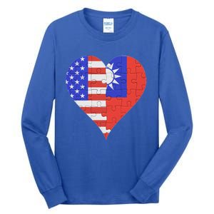 American Taiwanese Flag Heart Funny Gift Tall Long Sleeve T-Shirt