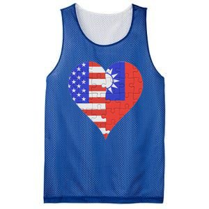 American Taiwanese Flag Heart Funny Gift Mesh Reversible Basketball Jersey Tank