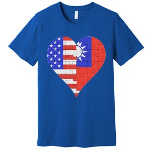 American Taiwanese Flag Heart Funny Gift Premium T-Shirt