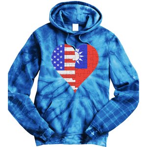 American Taiwanese Flag Heart Funny Gift Tie Dye Hoodie