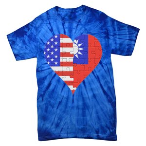 American Taiwanese Flag Heart Funny Gift Tie-Dye T-Shirt