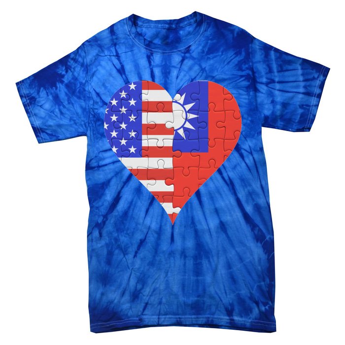 American Taiwanese Flag Heart Funny Gift Tie-Dye T-Shirt