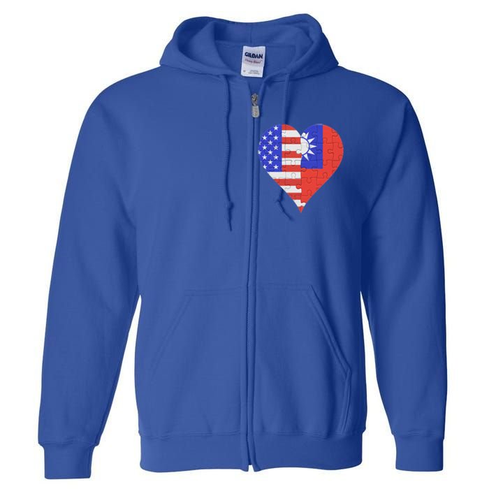 American Taiwanese Flag Heart Funny Gift Full Zip Hoodie