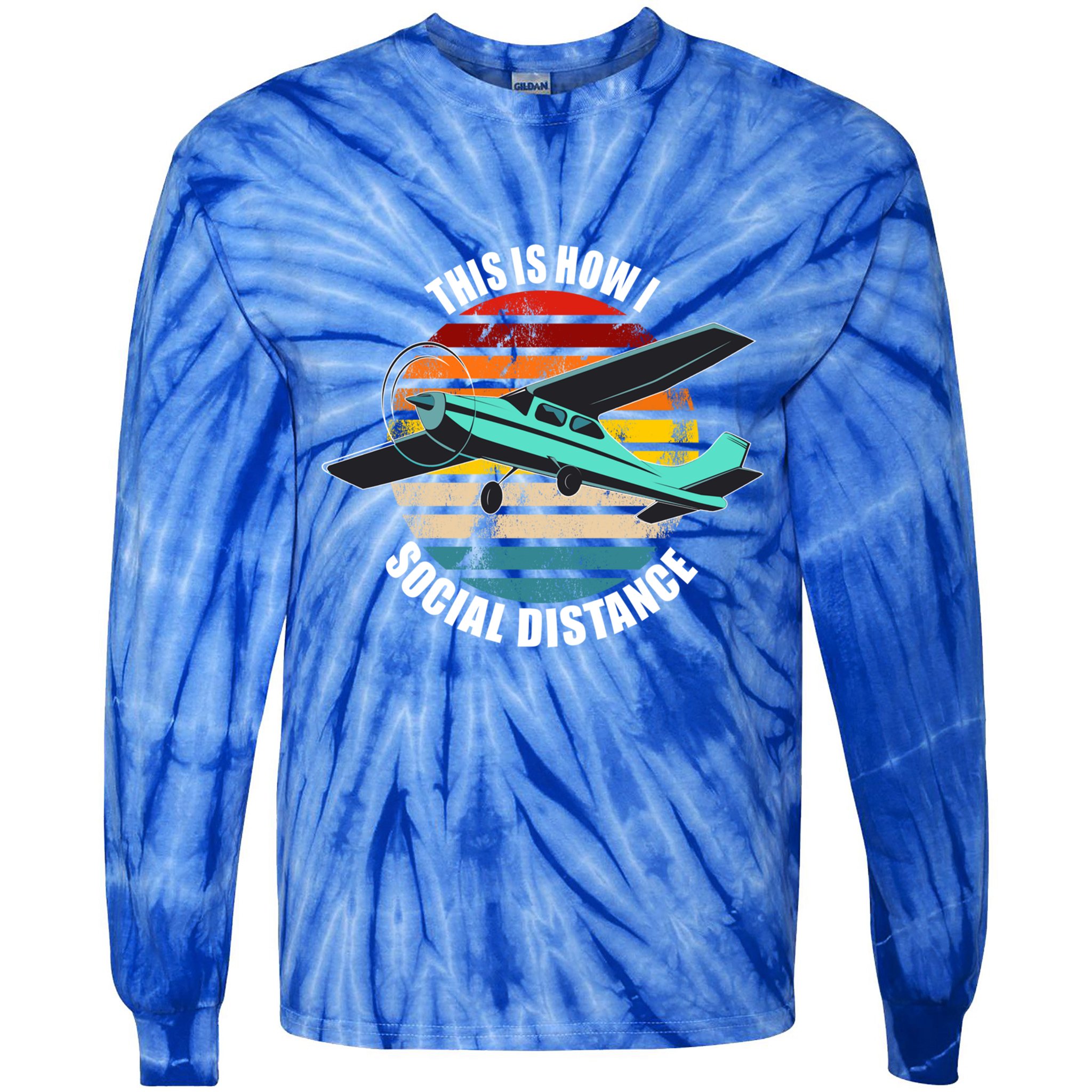 Airplane Themed Funny Gift Float Plane Born To Fly Airplanes Gift Tie-Dye Long Sleeve Shirt