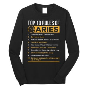 Aries Traits Facts Horoscope Zodiac Astrological Sign Gift Long Sleeve Shirt