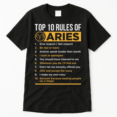 Aries Traits Facts Horoscope Zodiac Astrological Sign Gift Tall T-Shirt
