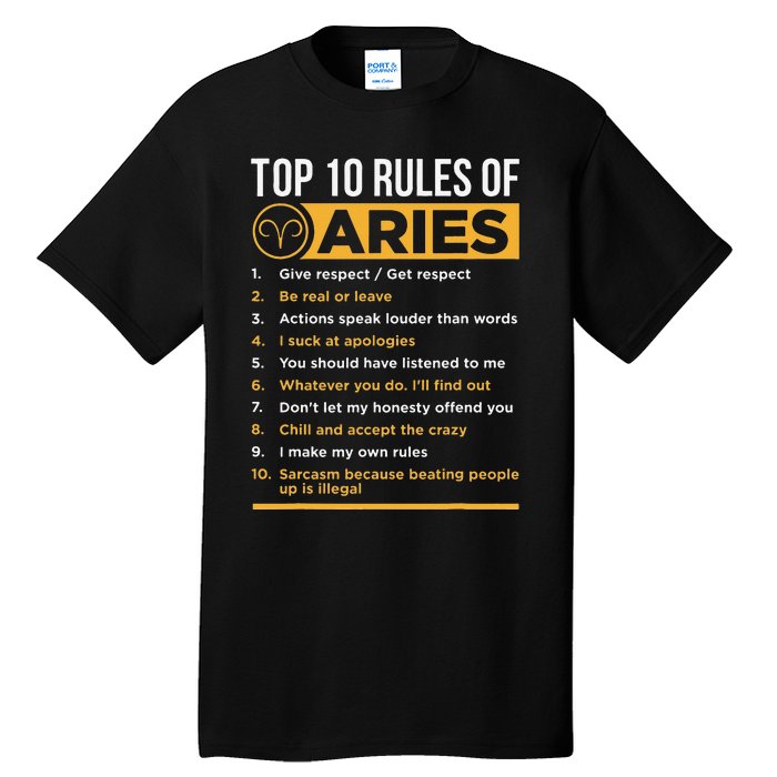 Aries Traits Facts Horoscope Zodiac Astrological Sign Gift Tall T-Shirt