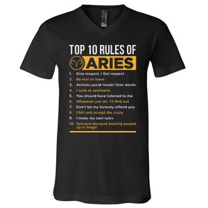 Aries Traits Facts Horoscope Zodiac Astrological Sign Gift V-Neck T-Shirt