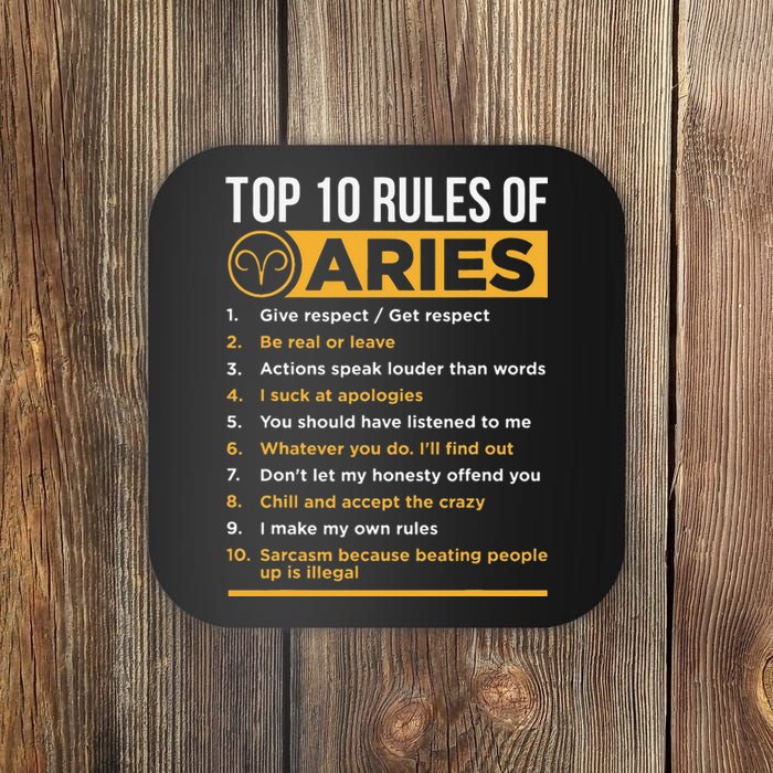 Aries Traits Facts Horoscope Zodiac Astrological Sign Gift Coaster