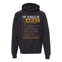 Aries Traits Facts Horoscope Zodiac Astrological Sign Gift Premium Hoodie