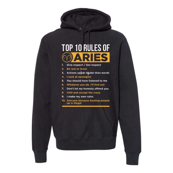 Aries Traits Facts Horoscope Zodiac Astrological Sign Gift Premium Hoodie