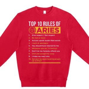 Aries Traits Facts Horoscope Zodiac Astrological Sign Gift Premium Crewneck Sweatshirt