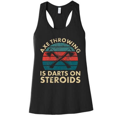 Axe Throwing Funny Hatchet Lumberjack Hobby Ax Throwing Women's Racerback Tank