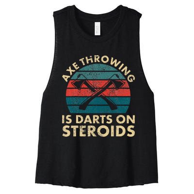 Axe Throwing Funny Hatchet Lumberjack Hobby Ax Throwing Women's Racerback Cropped Tank