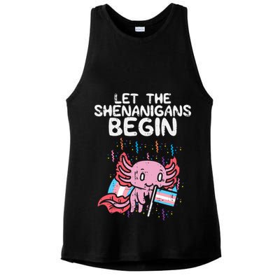 Axolotl Transgende.r Flag Shenanigans Tran.s Transsexual Pride Ladies PosiCharge Tri-Blend Wicking Tank