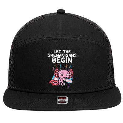 Axolotl Transgende.r Flag Shenanigans Tran.s Transsexual Pride 7 Panel Mesh Trucker Snapback Hat
