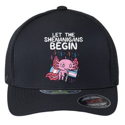 Axolotl Transgende.r Flag Shenanigans Tran.s Transsexual Pride Flexfit Unipanel Trucker Cap