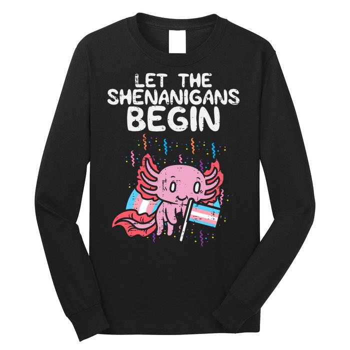 Axolotl Transgende.r Flag Shenanigans Tran.s Transsexual Pride Long Sleeve Shirt