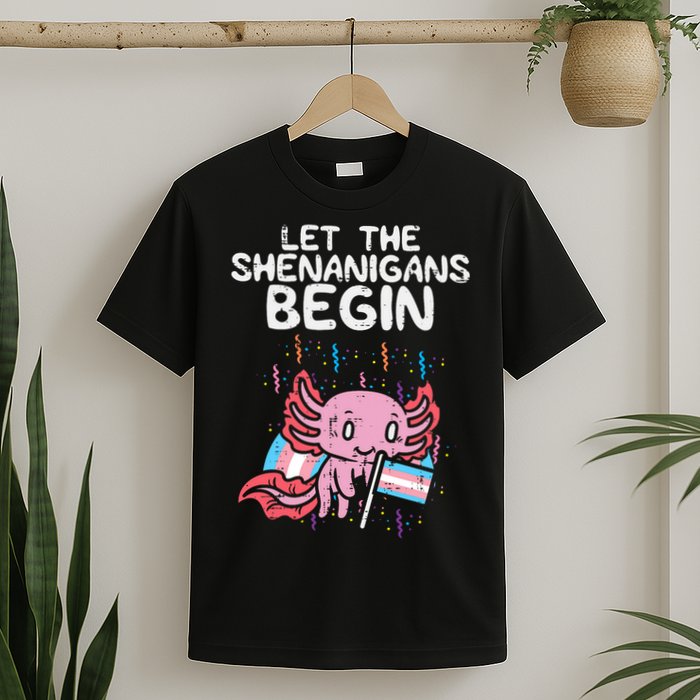 Axolotl Transgende.r Flag Shenanigans Tran.s Transsexual Pride T-Shirt