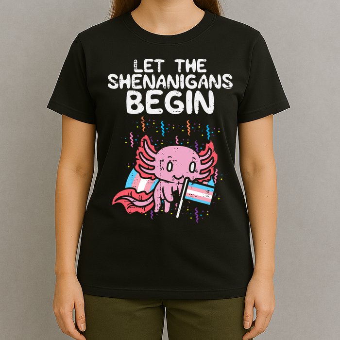 Axolotl Transgende.r Flag Shenanigans Tran.s Transsexual Pride T-Shirt