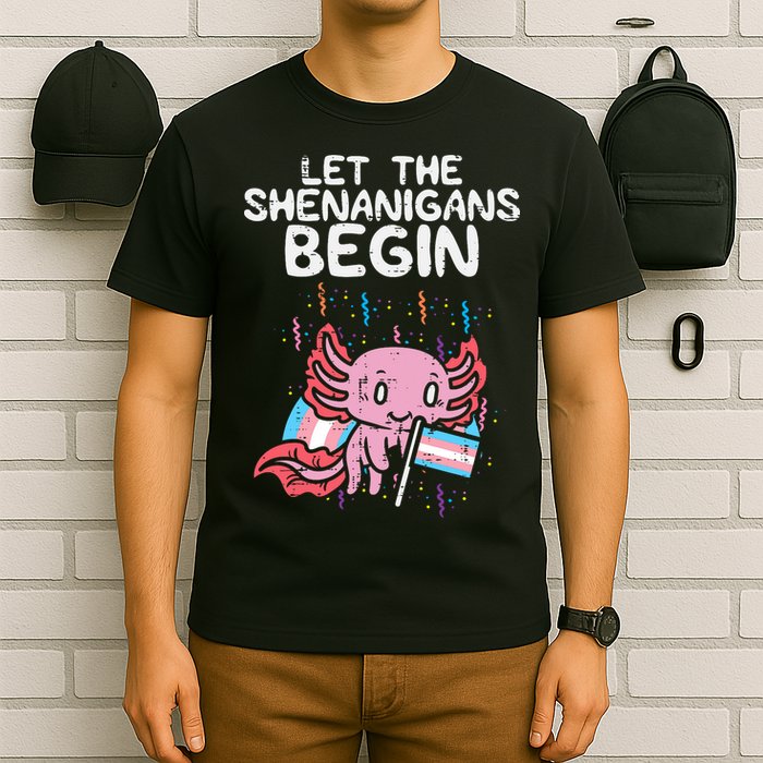 Axolotl Transgende.r Flag Shenanigans Tran.s Transsexual Pride T-Shirt