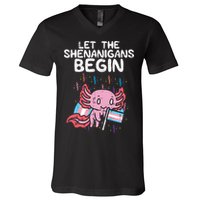 Axolotl Transgende.r Flag Shenanigans Tran.s Transsexual Pride V-Neck T-Shirt