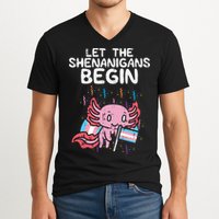Axolotl Transgende.r Flag Shenanigans Tran.s Transsexual Pride V-Neck T-Shirt