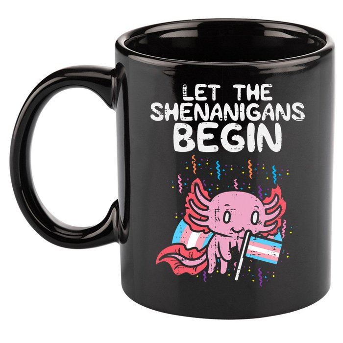 Axolotl Transgende.r Flag Shenanigans Tran.s Transsexual Pride 11oz C Handle Ceramic Mug