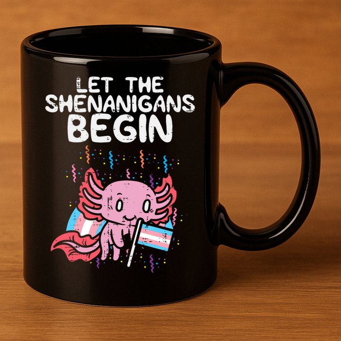 Axolotl Transgende.r Flag Shenanigans Tran.s Transsexual Pride 11oz C Handle Ceramic Mug