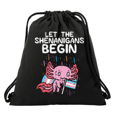 Axolotl Transgende.r Flag Shenanigans Tran.s Transsexual Pride Drawstring Bag