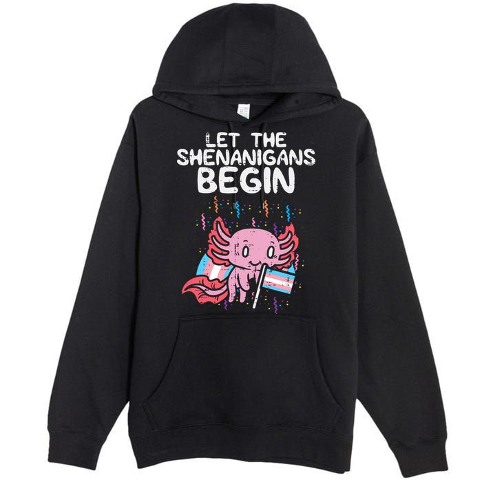 Axolotl Transgende.r Flag Shenanigans Tran.s Transsexual Pride Premium Pullover Hoodie