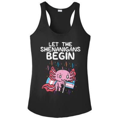 Axolotl Transgende.r Flag Shenanigans Tran.s Transsexual Pride Ladies PosiCharge Competitor Racerback Tank