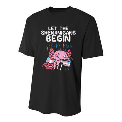 Axolotl Transgende.r Flag Shenanigans Tran.s Transsexual Pride Youth Performance Sprint T-Shirt