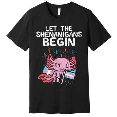 Axolotl Transgende.r Flag Shenanigans Tran.s Transsexual Pride Premium T-Shirt