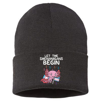Axolotl Transgende.r Flag Shenanigans Tran.s Transsexual Pride Sustainable Knit Beanie