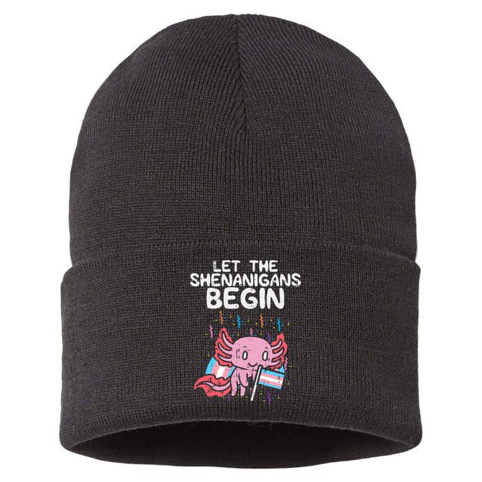 Axolotl Transgende.r Flag Shenanigans Tran.s Transsexual Pride Sustainable Knit Beanie