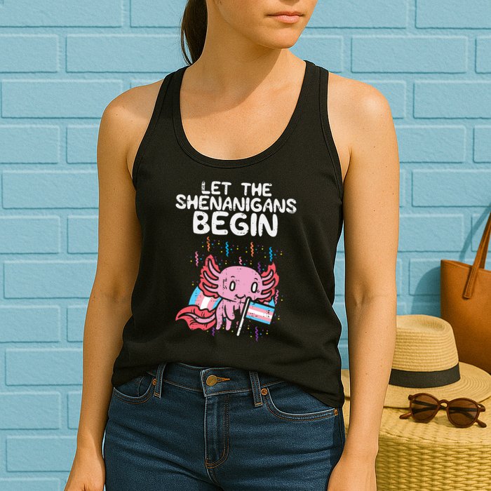 Axolotl Transgende.r Flag Shenanigans Tran.s Transsexual Pride Womens Tank Top
