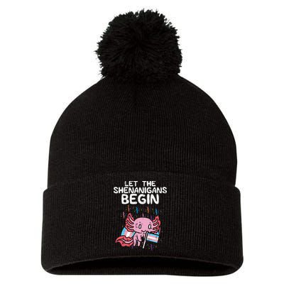 Axolotl Transgende.r Flag Shenanigans Tran.s Transsexual Pride Pom Pom 12in Knit Beanie