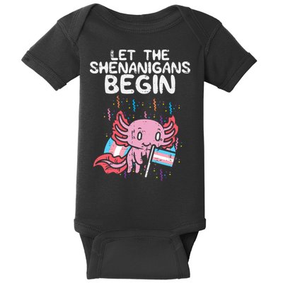 Axolotl Transgende.r Flag Shenanigans Tran.s Transsexual Pride Baby Bodysuit