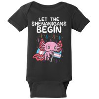 Axolotl Transgende.r Flag Shenanigans Tran.s Transsexual Pride Baby Bodysuit