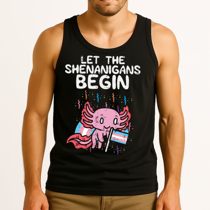 Axolotl Transgende.r Flag Shenanigans Tran.s Transsexual Pride Tank Top