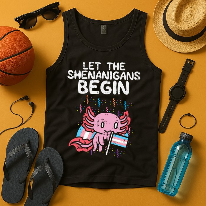 Axolotl Transgende.r Flag Shenanigans Tran.s Transsexual Pride Tank Top