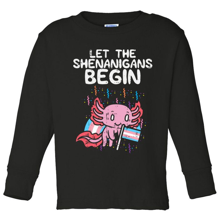 Axolotl Transgende.r Flag Shenanigans Tran.s Transsexual Pride Toddler Long Sleeve Shirt