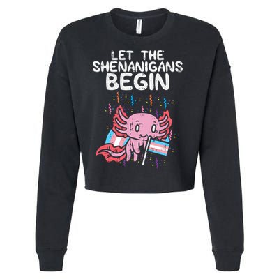Axolotl Transgende.r Flag Shenanigans Tran.s Transsexual Pride Cropped Pullover Crew