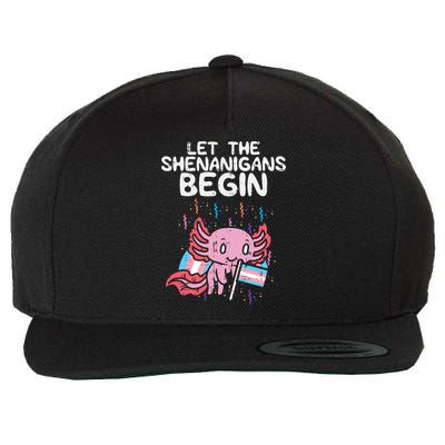 Axolotl Transgende.r Flag Shenanigans Tran.s Transsexual Pride Wool Snapback Cap