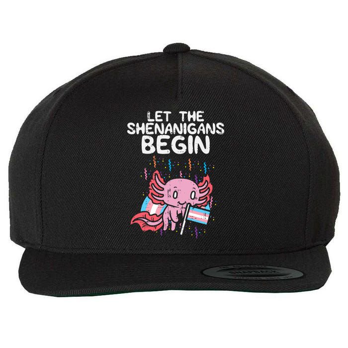 Axolotl Transgende.r Flag Shenanigans Tran.s Transsexual Pride Wool Snapback Cap