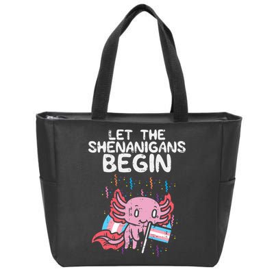 Axolotl Transgende.r Flag Shenanigans Tran.s Transsexual Pride Zip Tote Bag